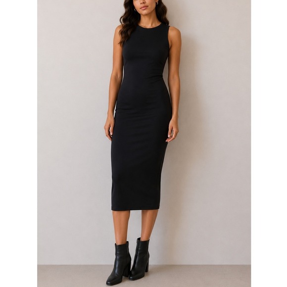 Love Nation Dresses & Skirts - Love Nation Black Bodycon Midi Dress Sleeveless Stretch Knit Minimalist | Size S